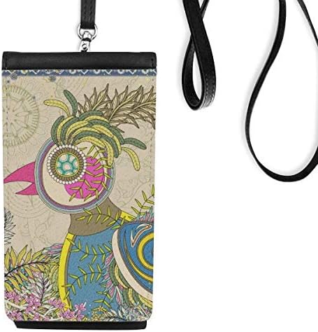 Flor Favor Golden Ukiyo-e Japão Carteira de Phone Bolsa pendurada Bolsa móvel Bolsa preta