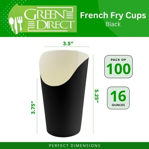 Verde Direto Direto 16 oz. Papel descartável Fry Fry Cups | Charcuterie Cups Disponível French Fry Holder Pack de 100