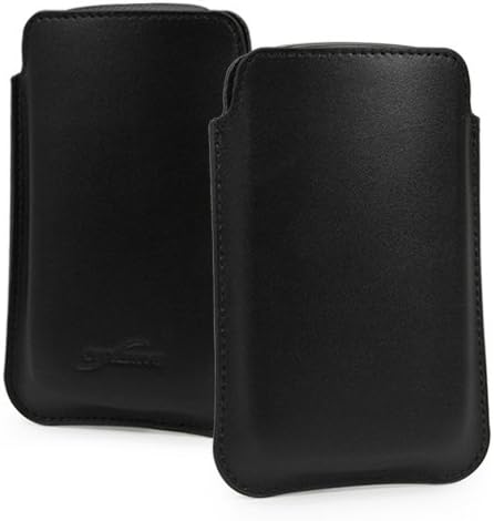Caixa de ondas de caixa compatível com alcatel go flip - bolsa de couro genuína, bolso leve de luxo de couro real e fino - nero preto