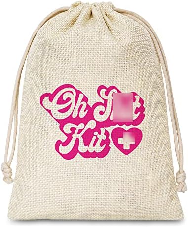 Sacos de presente de kit de ressaca - Kit de recuperação de sobrevivência - sacolas de presente de algodão rosa claro com cordão