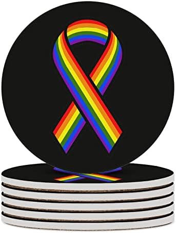 Consciência LGBT de orgulho gay Coasters de cerâmica redondos para bebidas absorventes portadores de xícara para a cozinha da sala de estar do escritório