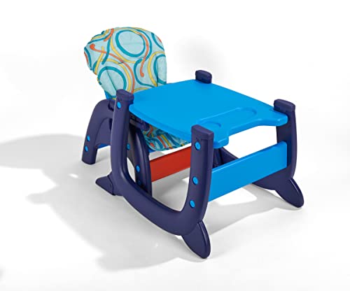 Cadeira de cesto de texugo envee ii cadeira alta com criança playtable e conversão de cadeira, azul/laranja