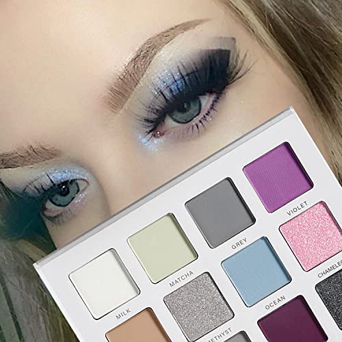 Paleta cinza de sombra esfumaçada, de'lanci 16 cores preto branco violeto leme smoky shadow palete, brilho fosco neutro