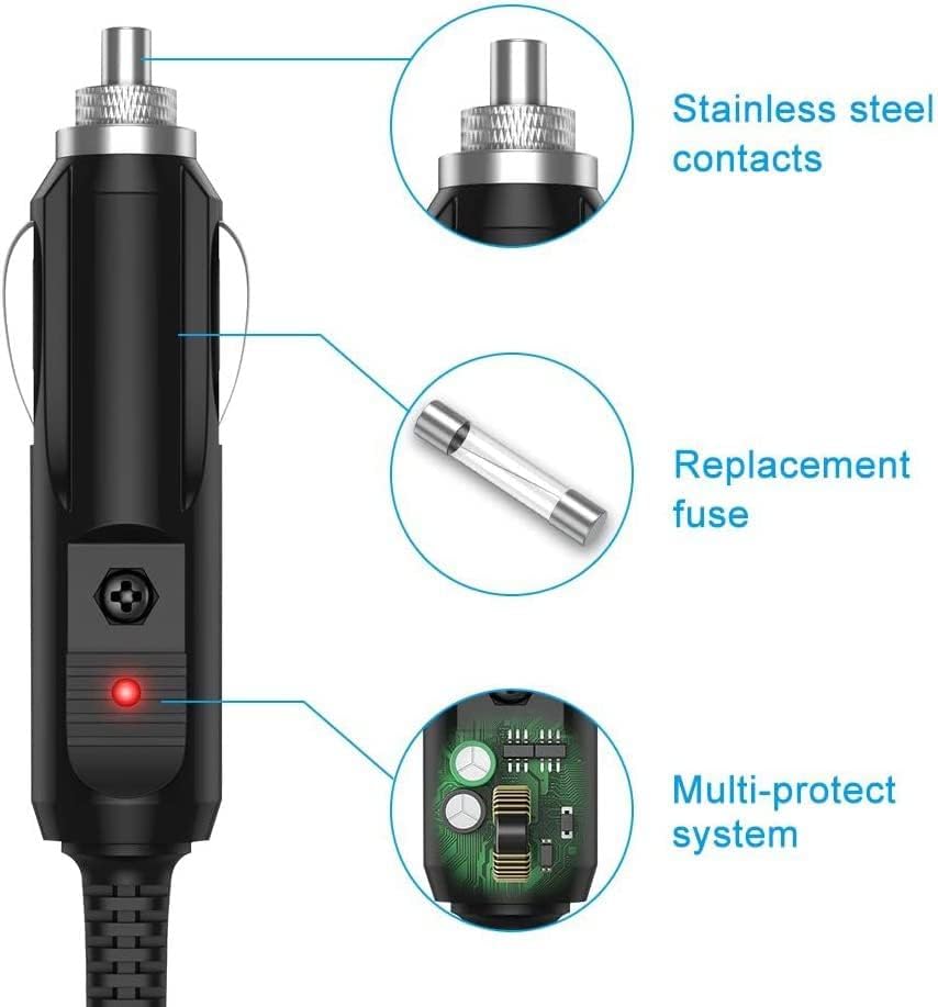 Adaptador DC de carro Bestch Compatível com COBRA ESD-7330 ESD-7100 ESD-7000 DETECTOR AUTO VEÍCULO VEÍCULO RV RV DIREITO PULLEGADO