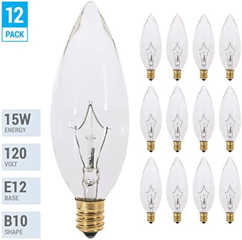 15 watt CTC Clear Candelabra Base Torpedo reto Dica 120V Bulbos de lustre incandescentes