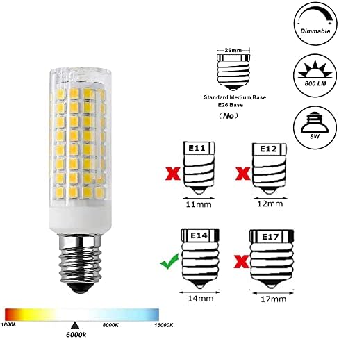 FESD TS E14 Lâmpada LED lâmpada diminuível, E14 Base de parafuso europeia Lâmpadas de lâmpadas incandescentes de 80 watts equivalente,