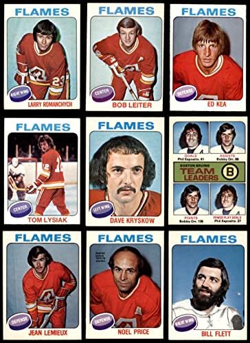 1975-76 O-PEE-Chee Calgary Flames perto da equipe definida Atlanta Flames Ex+ Flames