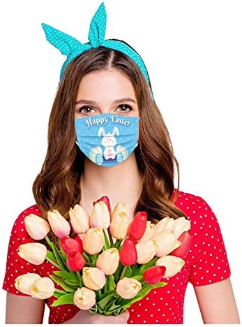 JMETRIE 50pc Máscara facial descartável da Páscoa para adulto, capa de face impressa e fofa máscara respirável confortável