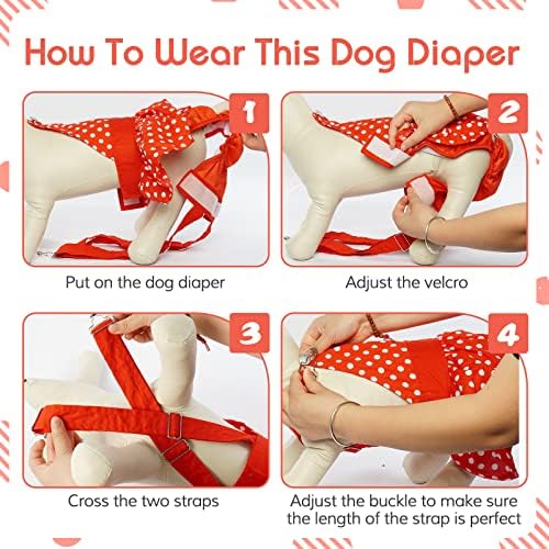 Fraldas de cães yagamii com suspensórios calcinhas de cães com fraldas de cachorro laváveis ​​para cachorros pequenos e médios cães
