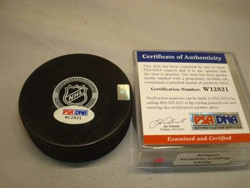 Ryan Nugent -Hopkins assinou o Edmonton Oilers Hockey Puck Autograph PSA/DNA COA 1C - Pucks de NHL autografados