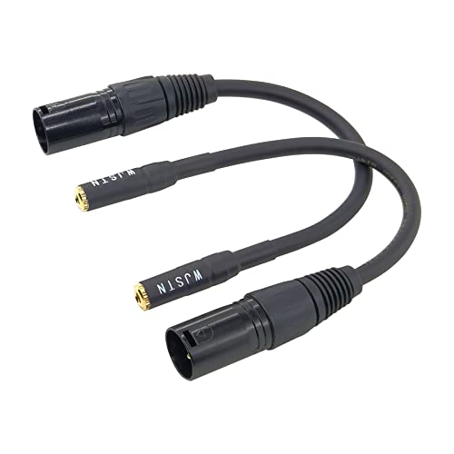 Wjstn xlr macho a 3,5 mm adaptador de cabo feminino, fêmea estéreo TRS a 3 pinos XLR Male Balanced Cable 6in/2pack