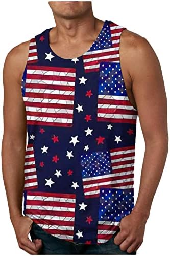 Pimoxv 4 de julho Tampo de tanques para homens 2023 EUA bandeira de bandeira sem mangas Tee gym gin Fitness Singlet Vest Plus