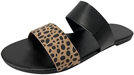Flippers para mulheres ao ar livre à prova d'água Moda de leopardo sólido impressão plana casual casual chinelos de verão sandálias