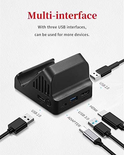 Dock de interruptor TXLBTTL, Dock de carregamento de projeção de TV para o Switch, adaptador HDMI de fã de resfriamento,