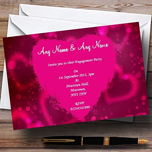 O card zoo chood rosa coração de engajamento da festa de noivado personalizado convites