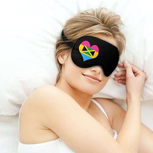 Bandeira do coração pansexual jamaica máscara de cegos da noite para dormir capa de olho de olho com gráfico engraçado para homens de um tamanho de um tamanho