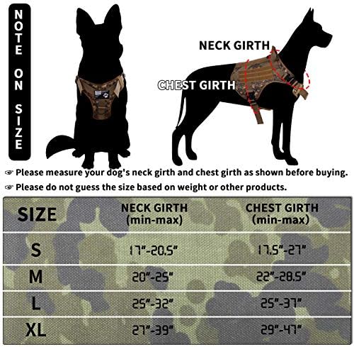 arnês de cães táticos de voopet com tags de 6pcs, arnês de cães de serviço no treinamento de colete de cães pesados, cão de cão de