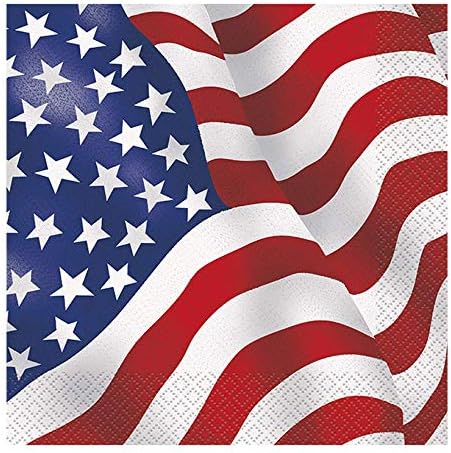 Nudários de papel para almoço de bandeira dos EUA exclusivos, 6,5 x 6,5, multicolor