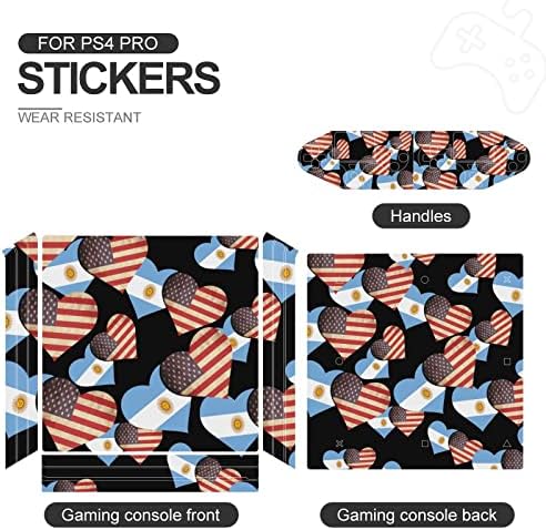 Argentina Flag e USA Flag fofo Skin Skin Protector Slim Tampa para PS-4 Slim/PS-4 Pro Console & 2 Controller