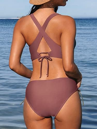 Cupshe Bikini Set para mulheres de duas peças de maiô V Triângulo de pescoço Top tiras largas