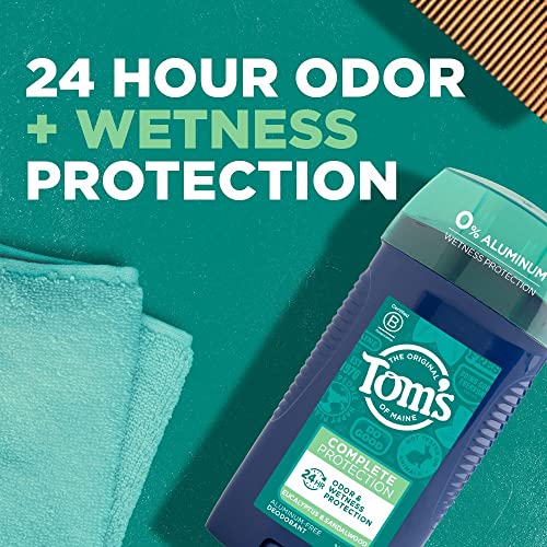 Tom's of Maine Proteção completa desodorante natural sem alumínio para homens, eucalipto e sândalo, 2,6 oz, 3 pacote