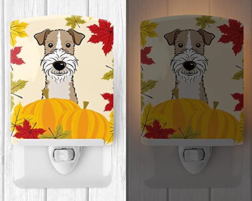 Tesouros de Caroline BB2053CNL FIXO FOX TERRIER TERRIER Ação de Graças Luz Noturna Cerâmica, Compacto, Certificado Ul, Ideal para Quarto, Banheiro, Nurserário, Corgueiro, Cozinha,