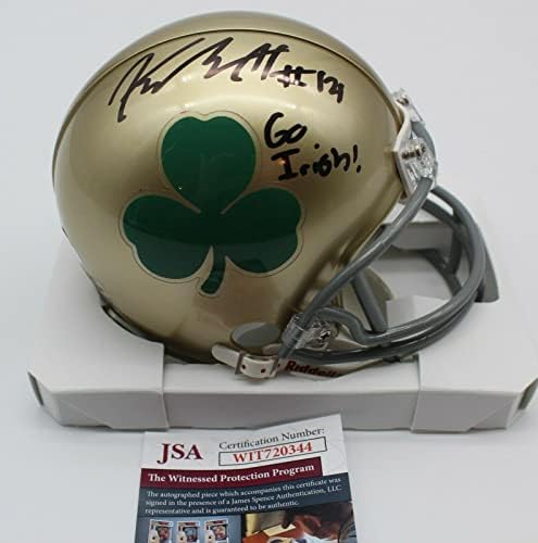 Kyle Hamilton assinou Notre Dame Fighting Irish Mini Capacete com JSA CoA Testemunha 1 - Mini capacetes da faculdade autografados