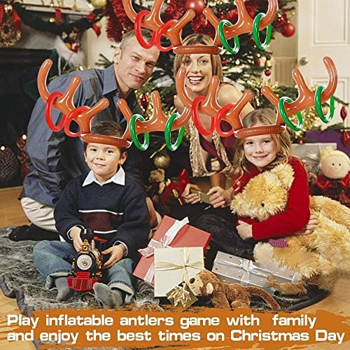 Kosimi 4 set renas infláveis ​​Antlers Ring Trow Game Jogos de festa de Natal Game Ring Hook Para crianças adultos Família