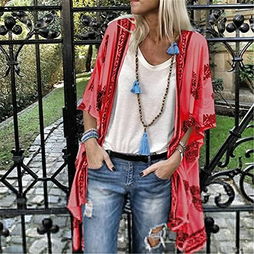 Andongnywell Women Irregular Halve Slave Wrap Kimono Cardigans Casual Casual Tops Outwear Tunics Blouse