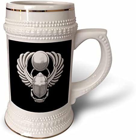 3drose prata antiga egípcia scarab besouro hieróglifo design de arte. - 22 onças de caneca