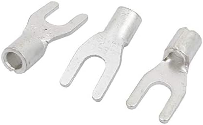 X-Dree 100pcs awg 14-12 U Terminais nus frios Crimp Fork não isolado SNB3.5-4 (100pcs awg 14-12 en forma de u terminales