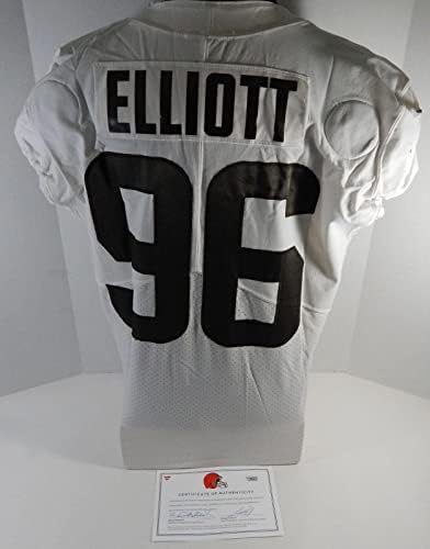 2020 Cleveland Browns Jordan Elliott 96 Game usou White Practice Jersey 46 418 - Jerseys não assinados da NFL usada