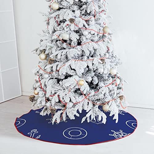 Âncora azul náutica azul -natal árvore de christmas Lace Up Decorações de Natal Decoração de férias de tapete de árvore de Natal