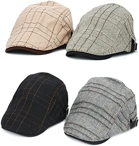 Homens de estilo britânico, chapéu de boné de pico simples lavado para a frente, chapéu de menino para frente