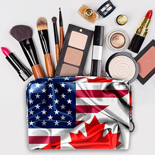 Tbouobt Gifts for Men Mulheres Bolsas de maquiagem bolsa de higiene pessoal Sacos de cosméticos, bandeiras do Canadá nos EUA