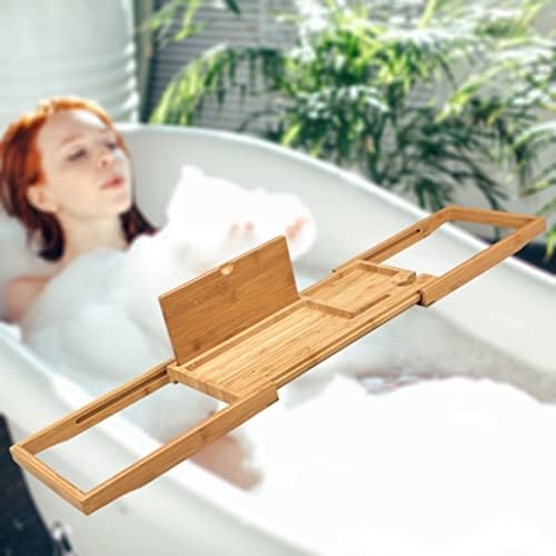 Yebdd extensível banheira banheira banheira de banheira Bandejas de prateleira de prateleira com salão de spa de spa para hotel em casa salão de spa