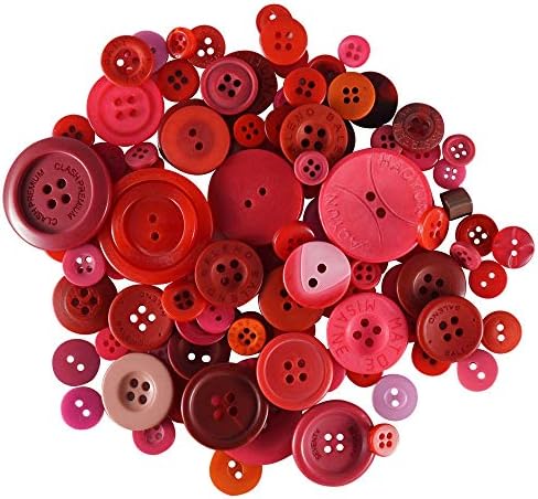 Botões redondos de resina mista e resina misto variados de Weddecor dois e quatro buracos, criação de costura de costura, artesanato infantil DIY DIY decorações, 50g, vermelho misto
