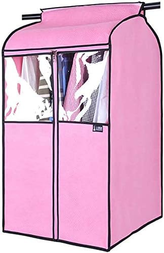 QYQs claramente organizou sacolas de traje de pó respirável tampa de vestuário Tampa de ombro de sacos de sacos de vestuário para casacos jaquetas vestido pink_52 × 52 × 100cm