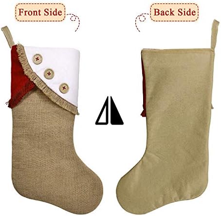 Meias de Natal de Idenf, 3 PCs 18 polegadas Bolsa grande artesanal original com meias de borla, para decorações de