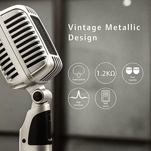 Carol Classic Retro Dynamic Vocal Microphone - Old Style Vintage Super Cardioid Live Performance Studio Recording
