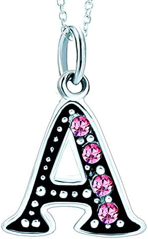 LovelyJewelry Pink Letter A-Z Alphabet Charms Inicial Colar Pingente