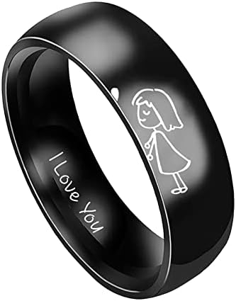 Anéis para meninos adolescentes 14-16 simples titânio aço anel de anel feminino desenho animado de jóias fofas anel de jóias
