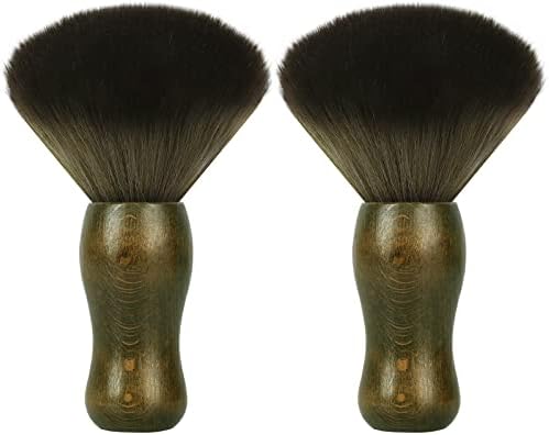 Aiseely Barber Brush, 2pcs barbeiro pescoço para corte de cabelo, limpador de escova de cabelo profissional com alça de madeira kit de suprimentos de barbeiro