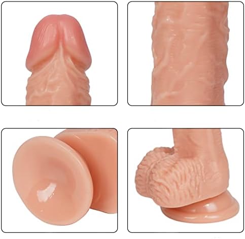 Dildo de silicone realista para mulheres: vibrador anal mole de 8 polegadas com forte copo de sucção para brincadeiras livres de
