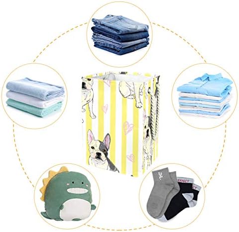 Individura de lavanderia cesto de buldogue Bulldog Cestas de lavanderia dobráveis ​​Organização de armazenamento de roupas de