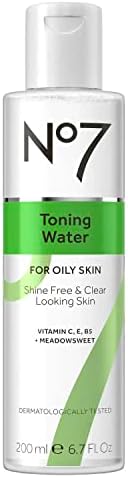 Água de tonificação NO7 para a pele oleosa - toner de pele com complexo tri -Vit, vitamina E, vitamina B5 e vitamina C - contém MeadowSweet + Ginseng para pele refrescada e energizada