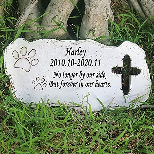 Aveena Pet Memorial Stones With Cross, Personalizou Dog Cat Memorial Stones Garden Stones Marcadores graves, todo o conteúdo