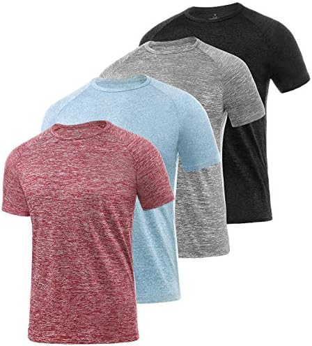 Xelky 4-5 pacote de pacote de pacote masculino de camiseta seca hidratura de umidade atléticos exercícios fitnesswear ativo mangas curtas