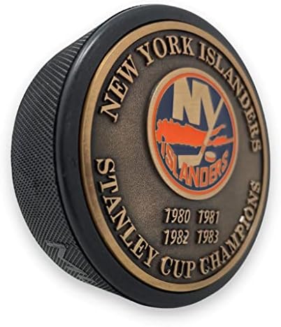 Puck de medalhão de decoração esportiva - New York Islanders Stanley Cup Anos Gold