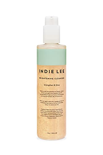 Limpador de iluminação indie lee - lavagem de face de gel esfoliante + removedor de maquiagem com antioxidantes de vitamina